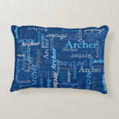 アーチャーパーソナライズされたの名前の色合い（青と灰色） アクセントクッション (裏面)