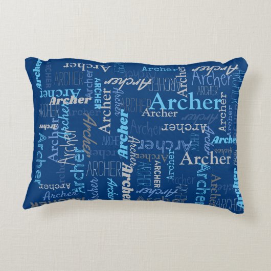アーチャーパーソナライズされたの名前の色合い（青と灰色） アクセントクッション (裏面)