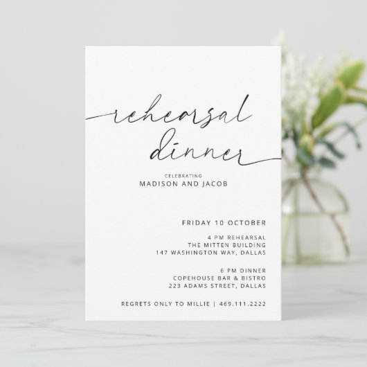 アーチャーミニマリストリハーサルディナー招待状 招待状 (スタンド正面)