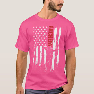 アーチャー米国国旗のアパレルアメリカ国旗のアーチェリー Tシャツ