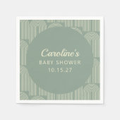 アーチラインモダンアートセージ緑ベビーシャワーカスタム スタンダードカクテルナプキン (正面)