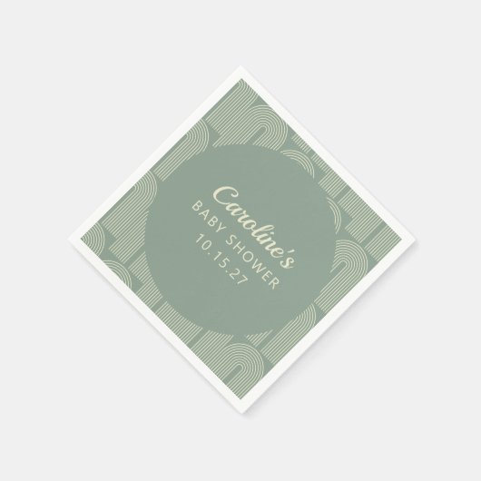 アーチラインモダンアートセージ緑ベビーシャワーカスタム スタンダードカクテルナプキン (角)