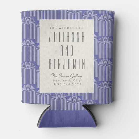 アーチラインモダンアートペリウィンクルカスタムウェディング 缶クーラー (正面)