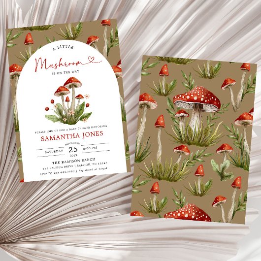 アーチリッモダントマッシュルームベイビーシャワー 招待状