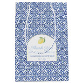 アーチレエレガントモンズブルー結婚タイルの歓迎 ミディアムペーパーバッグ (正面)