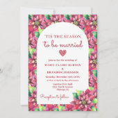 アーチレッドポインセティアフラットクリスマ結婚ス 招待状 (正面)