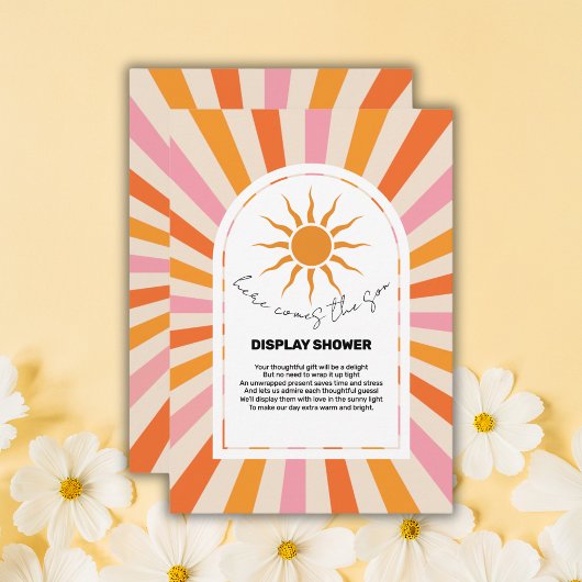 アーチレトロここ来ザソンベイビーシャワー エンクロージャーカード