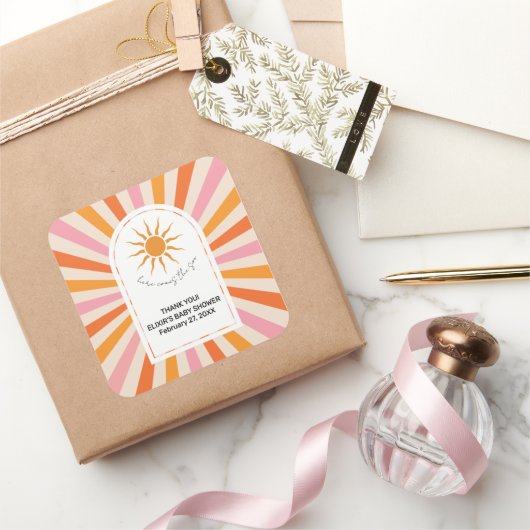 アーチレトロここ来ザソンベイビーシャワー スクエアシール (ギフト)