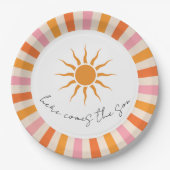 アーチレトロここ来ザソンベイビーシャワー ペーパープレート (正面)