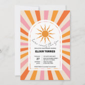 アーチレトロここ来ザソンベイビーシャワー 招待状 (正面)