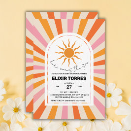 アーチレトロここ来ザソンベイビーシャワー 招待状