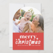 アーチレトロメリークリスマスホリデーフォトカード 招待状 (正面)