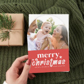 アーチレトロメリークリスマスホリデーフォトカード 招待状