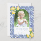 アーチレモンの女の子の誕生日パーティーの写真 サンキューカード (正面)