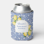 アーチレモン青タイルブライダルシャワープールパーティー 缶クーラー (缶正面)
