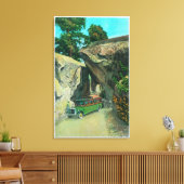 アーチロックの下のElポータルロードのツアーバス キャンバスプリント (インサイチュ (リビング))