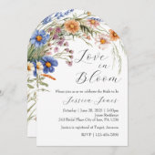 アーチワイルドフラワー"愛の開花"ブライダルシャワーインビ 招待状 (正面/裏面)