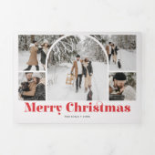 アーチヴィンテージメリークリスマスアイボリーフォトトリフォールド 三つ折りクリスマスカード (カバー)