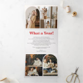 アーチヴィンテージメリークリスマスアイボリーフォトトリフォールド 三つ折りクリスマスカード (内部)