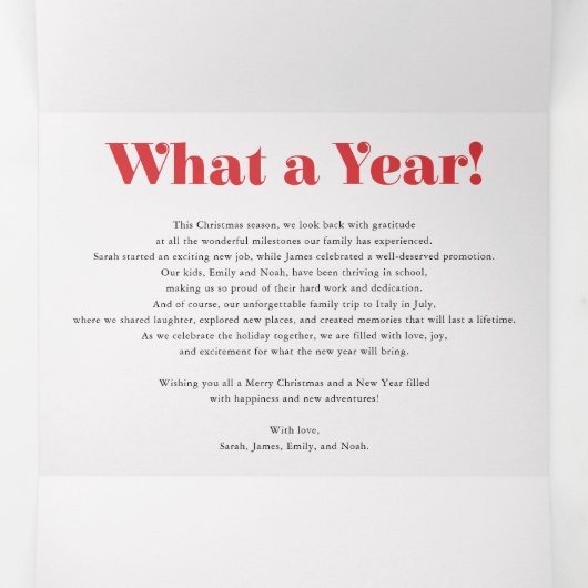 アーチヴィンテージメリークリスマスアイボリーフォトトリフォールド 三つ折りクリスマスカード (内部中)