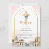 アーチ先フローラユーカリプタスクロスバプテスマ 招待状 (正面)