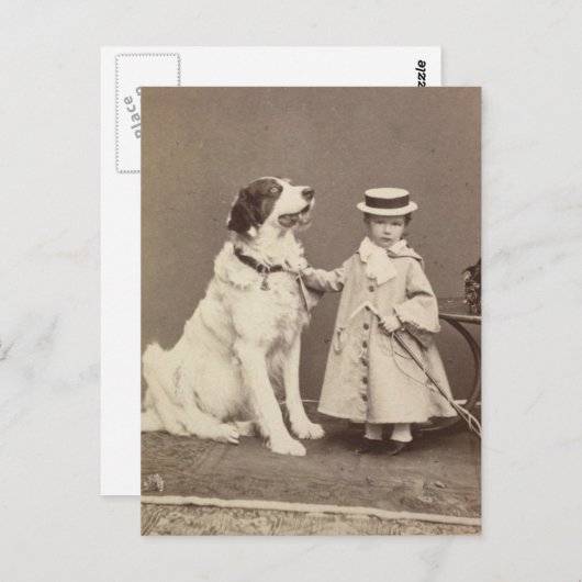アーチ公爵夫人マリー – バレリー、犬との娘シシ ポストカード (正面/裏面)