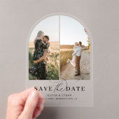 アーチ写真の書道結婚式の日付を保存 アクリル招待状 (インサイチュ (ポータブル))