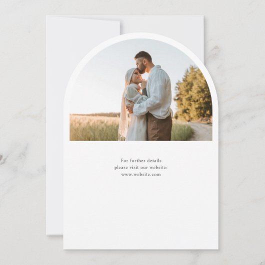 アーチ写真の書道結婚式の日付を保存 招待状 (裏面)