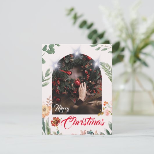 アーチ写真エレガントタイポグラフィメリークリスマス シーズンカード (スタンド正面)