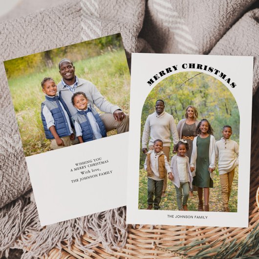 アーチ写真クリスマス フラットホリデーカード シーズンカード