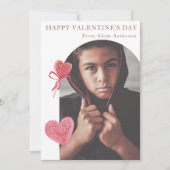 アーチ写真ピンクハートロリポップモダン シーズンカード (正面)