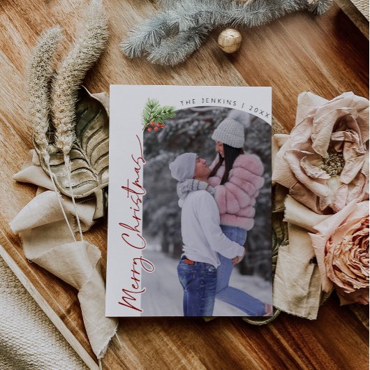 アーチ写真ファミリークリスマスカード 招待状
