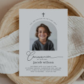 アーチ写真ファースト・コミュニオンボーイ招待状 招待状