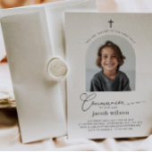 アーチ写真ファースト・コミュニオンボーイ招待状 招待状