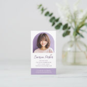 アーチ写真フレッシュとトレンディー紫または任意の色 名刺 (スタンド正面)