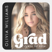 アーチ写真ブラックレトロ卒業 スクエアシール (正面)