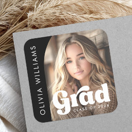 アーチ写真ブラックレトロ卒業 スクエアシール