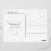 アーチ写真メリークリスマスとホリーオンホワイト 箔シーズンポストカード (裏面)