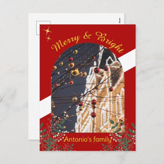 アーチ写真メリークリスマスモダン シーズンポストカード (正面/裏面)