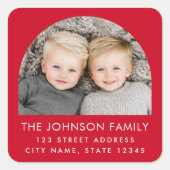 アーチ写真モダントレンディー赤差出人住所 スクエアシール (正面)