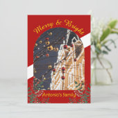 アーチ写真モダンメリークリスマス シーズンカード (スタンド正面)