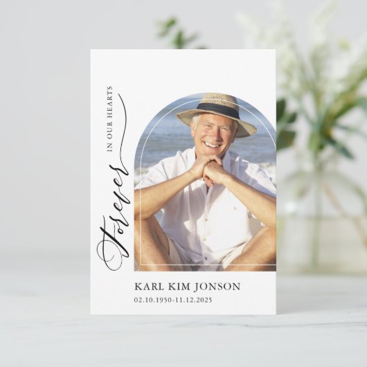 アーチ写真書道台本悔やみや弔慰葬儀 サンキューカード (スタンド正面)