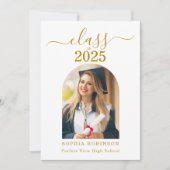 アーチ写真 エレガント ゴールド スクリプト 卒業パーティー 招待状 (正面)