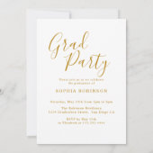 アーチ写真 エレガント ゴールド スクリプト 卒業パーティー 招待状 (裏面)