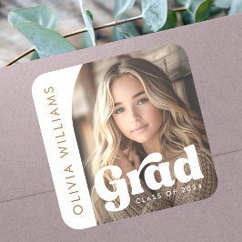 アーチ写真 白 レトロ 卒業証 スクエアシール