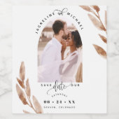 アーチ写真、銅離れ製婚式の日付を保存 ワインラベル (シングルラベル)