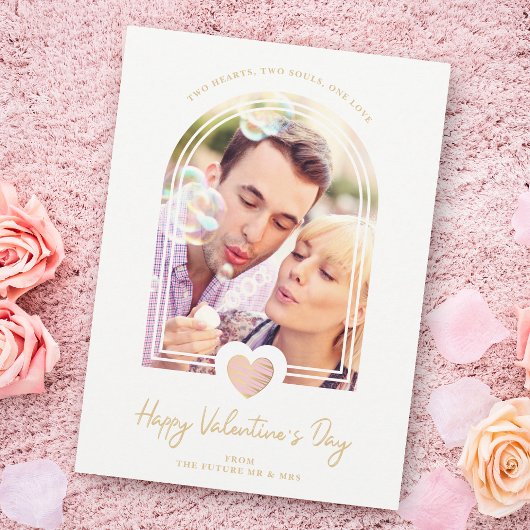 アーチ効果ピンクハートハッピーバレンタインデー写真 セーブザデート