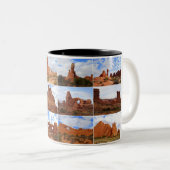 アーチ国立公園、ユタのコラージュのマグ ツートーンマグカップ (正面右)