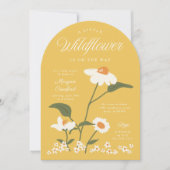 アーチ型お洒落ウッドランドワイルドフラワーベビーイン開花 招待状 (正面)