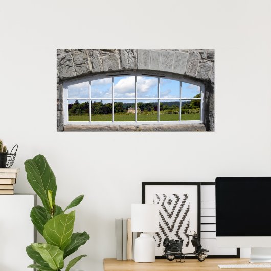 アーチ型のウィンドウ効果を農村部ビューで作成する ポスター (ホームオフィス)